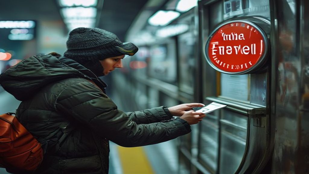 Young Indian traveller tapping an Oyster card at a London Underground gate